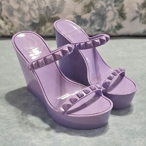 Purple Studded Wedge Sandals
